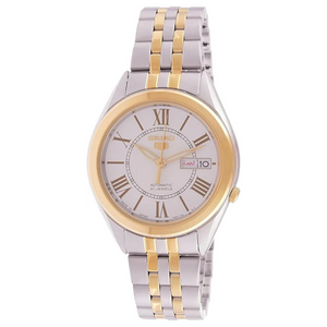 Seiko 5 Two Tone Stainless Steel Silver Dial Automatic SNKL36 SNKL36J1 SNKL36J Men's Watch